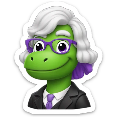barney the dinosaur wearing a judge wig sticker