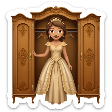 The characters in the fairy tale "Beauty and the Beast" are transformed into a wardrobe lady by magic sticker