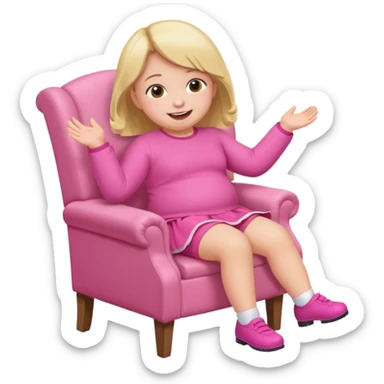 Little Girl falling off of a chair while standing up on it she is fat but not too fat and is wearing pink clothes sticker