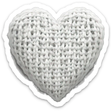 Knitted white heart sticker
