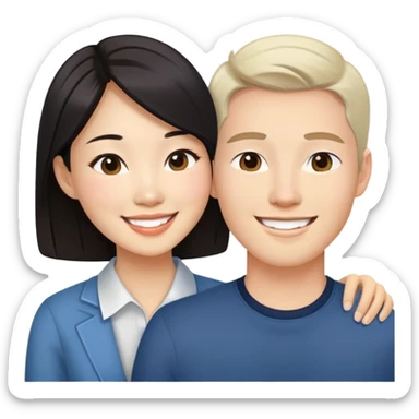 Beautiful Asian woman and handsome white guy sexy pose sfw sticker