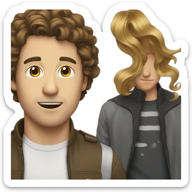 White Man and brun hair with music  sticker