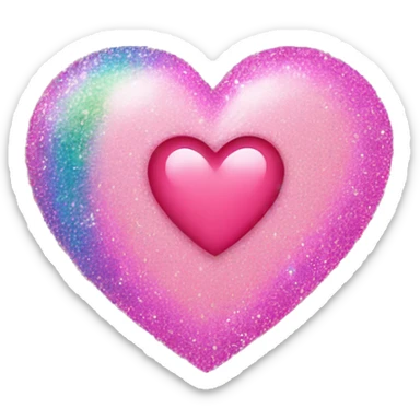 pink heart with rainbow glitter sticker