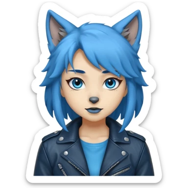 Blue colored wolf girl🐺  sticker