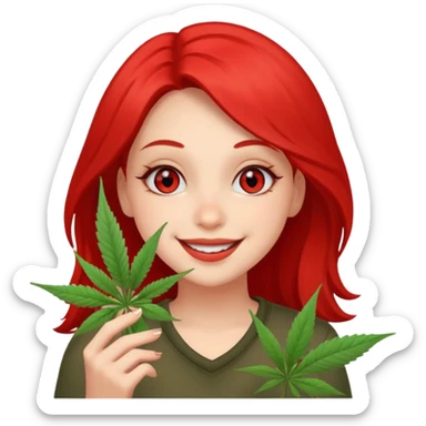 Girl happy smelling marijuana  sticker
