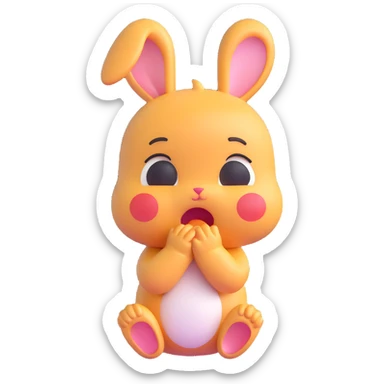 crying baby rabbit, 3D emoji style sticker