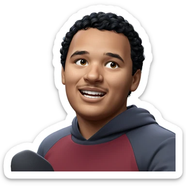 smiling boy with black hair sticker