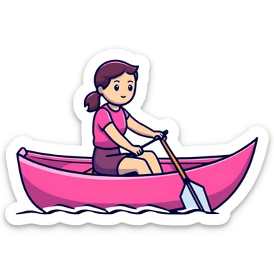 woman rowing a pink boat sticker