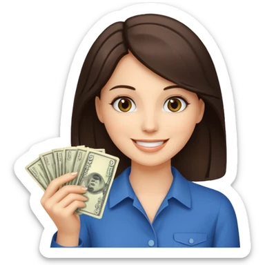 brunet Woman with smokin holding dolar sticker