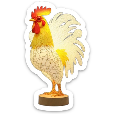 Rooster sculpture art lamp led fractal sticker