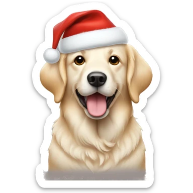 English cream retriever with Christmas hat sticker
