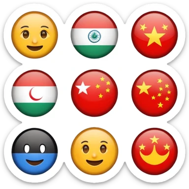 emoji logo for smart inventory app, icons representing UAE, India, China, tech feel, no text sticker