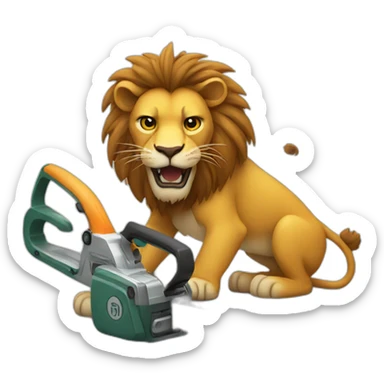 lion with a chainsaw sticker