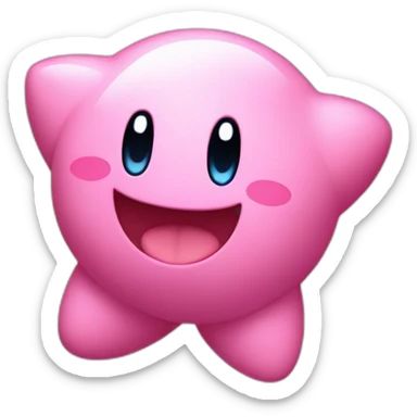 cute happy Kirby jumping on a star sticker