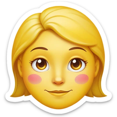 apples signature yellow circle face, side eyeing and smirking, blushing a little  sticker