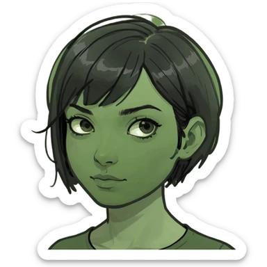 Asian girl with short black hair sticker