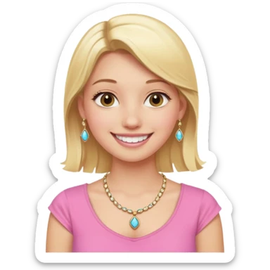 phone selfie blonde jewelry girl pink top sticker