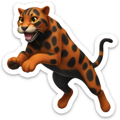 jumping orange burnt panther sticker