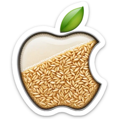 Apple logo with rice grains in a digital tracker display sticker