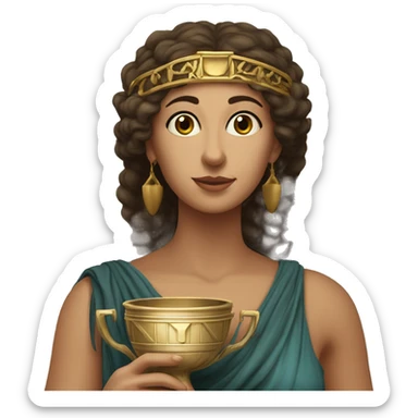 Greek Sappho holds the winner's cup in her hand sticker