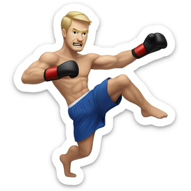 Thigh kick kickboxing white dude sticker