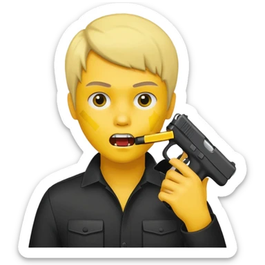A yellow head that has a Glock in mouth sticker