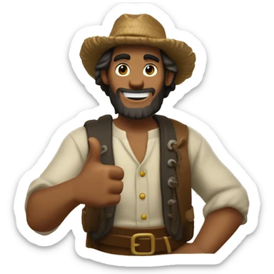 generate an emoji of robinson crusoe giving thumbs up sticker