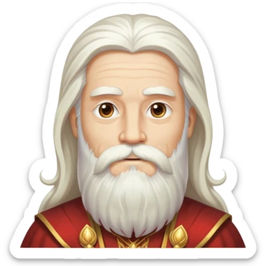 God, man with long white hair, beard and white mustache, wise looking, deity sticker