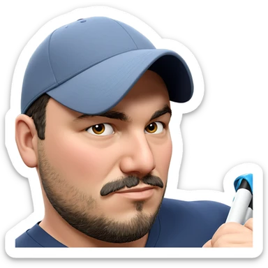 mature male in baseball cap sticker