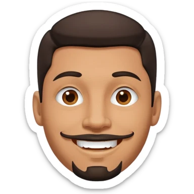 medium skin tone man with dark hair and a goatee, septum piercing, smiling sticker