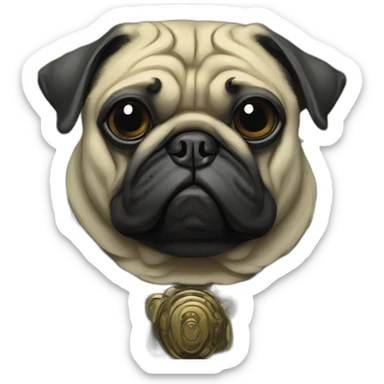 A cyberpunk pug in Art Nouveau style during 1910 sticker