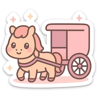 Amish horse and buggy, kawaii style, emoji aesthetic, cute and simple, soft pink color palette, no text sticker
