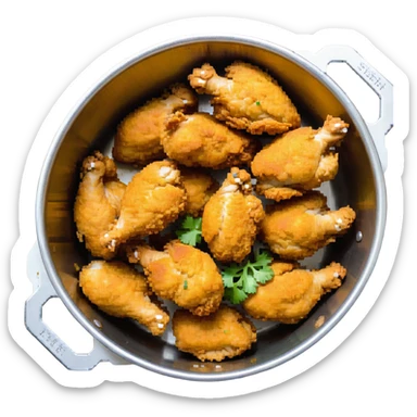 extra crispy golden fried chicken in a silver stainless steel bowl sticker
