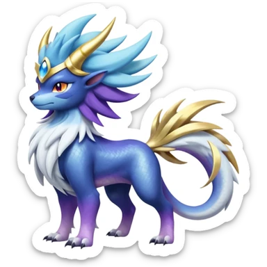 Shiny Sunny furry scaly painted Asian pastel-gradient Absol-Solgaleo-Luxray-Suicune-fusion sticker