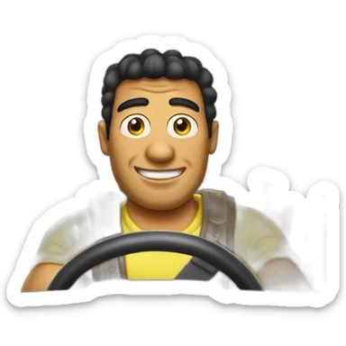 Polynesian Man Driving SpongeBob Car sticker