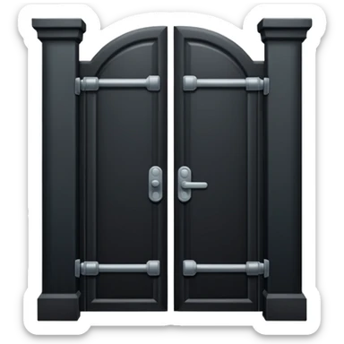 iOS emoji, minimal dark gate, sealed door, flat design sticker