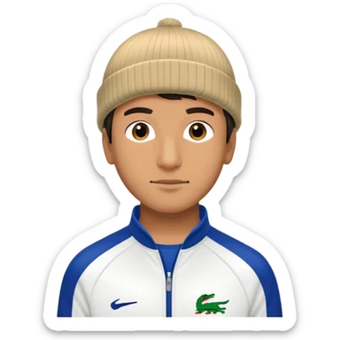 Un homme avec un survet de foot et un bonnet lacoste sticker