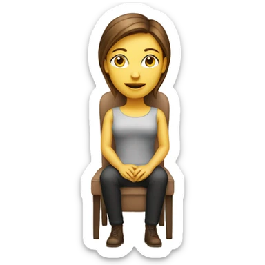 whie-glass-woman-brown-hair-sitting-chair sticker