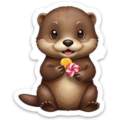 Otter holding candy sticker