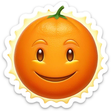 Cinematic Realistic Orange Emoji, Juicy and vibrant, with a bright, glossy skin that gleams in the light, revealing a slight texture from the natural pith. The orange segments peek through as the fruit radiates refreshing energy. Soft glowing outline, capturing the essence of a sweet, zesty burst of flavor in a perfect orange! sticker