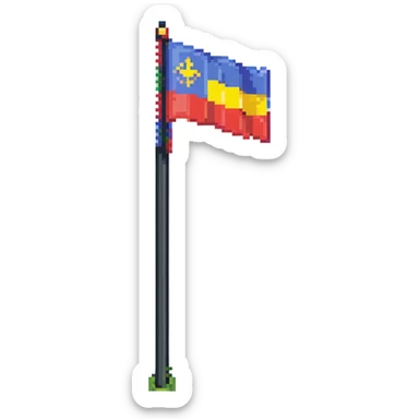 A pixel art flag on a simple pole sticker