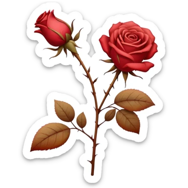 sad emoji with drying rose sticker