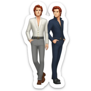 Alain delon sleek space outfit blue eyes red hair full body sticker