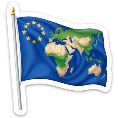 White flag with Europe Africa earth in the middle of the flag sticker