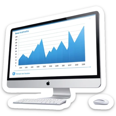 computer screen displaying a single presentation slide with a title line and chart icon sticker