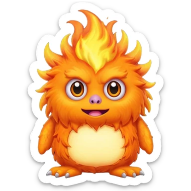 Sleepy cute fluffy flaming monster  sticker