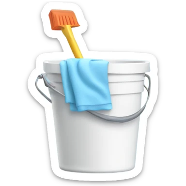 Bathroom Cleaning supplies in a bucket light blue  sticker