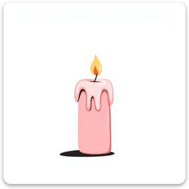 pink pastel candle with hand-drawn look sticker