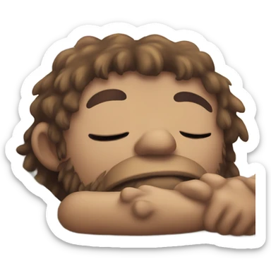 Caveman under rainbow snoozing  sticker