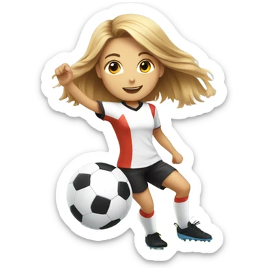 Girl playing soccer with a hamster  sticker